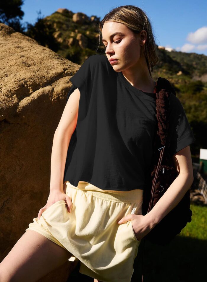 Women Short Sleeve Workout Shirts Open Back Tops Casual Yoga Y2k Athletic Gym Slouchy Crop Running Tees - Image 6