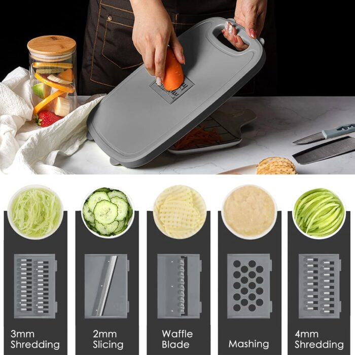 HI NINGER camping cutting board, Collapsible Chopping Board with Colander, 9-In-1 Multi Chopping Board Kitchen Vegetable Washing Basket for Camping,Camping Gifts Camping Accessories for RV Campers - Image 5