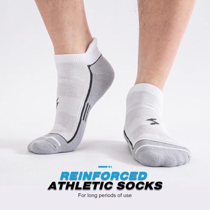 Mens Ankle Running Socks, Athletic Cushioned Low Cut Moisture Wicking Cotton Short Sports Socks, 6 Pairs - Image 7