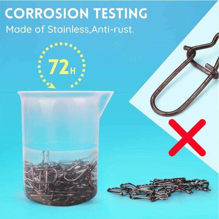 Fishing Snap Clips, Duo lock Stainless Steel Fast Change Lure High Strength Terminal Tackle Connectors Fishing Gear Accessories For Fishline Hooks Weight Catfish Baits（ 50 Pcs Test 60-120 Pound ) - Image 5