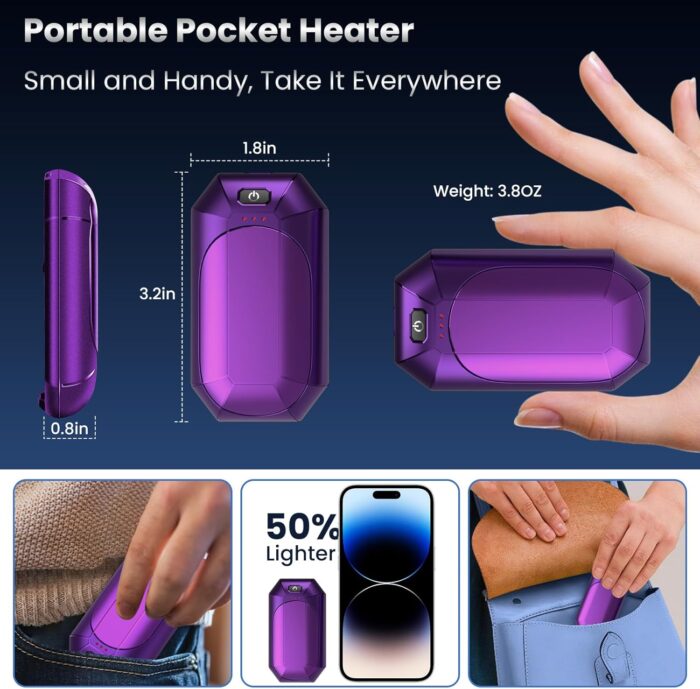 AI Hand Warmers Rechargeable 2 Pack,Portable Electric Hand Warmer Reusable,AI Hand Warmer for Outdoor Golf Hunting Camping Accessories,Warm Winter Gifts for Men Women Kids - Image 5