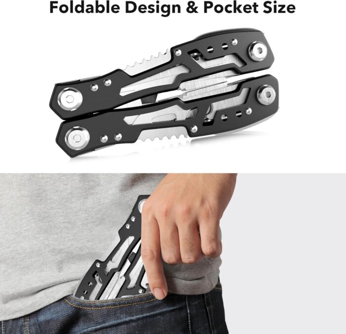 14-In-1 Multitool with Safety Locking, Professional Stainless Steel Multitool Pliers Pocket Knife, Bottle Opener, Screwdriver with Nylon Sheath ，Apply to Survival,Camping, Hunting and Hiking - Image 4