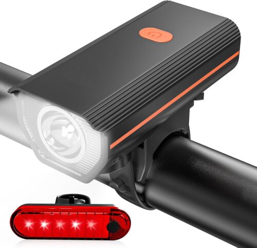 Rechargeable Bike Lights, Ultra Bright Bicycle Lights for Night Riding, Road Mountain Bike Accessories for Kids Adults - Bike Headlight with Tail Light