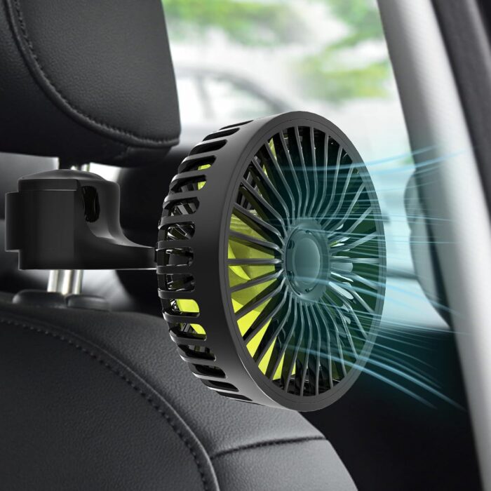 Dealswin USB Car Seat Fans for Backseat: Protable Car Cooling Fan for Car Rear Seat Baby Kids, 3 Speeds and 360 Degree Rotatable Car Rear Seat Headrest Fan for Sedan, SUV, RV, Van Strong Wind - Image 7