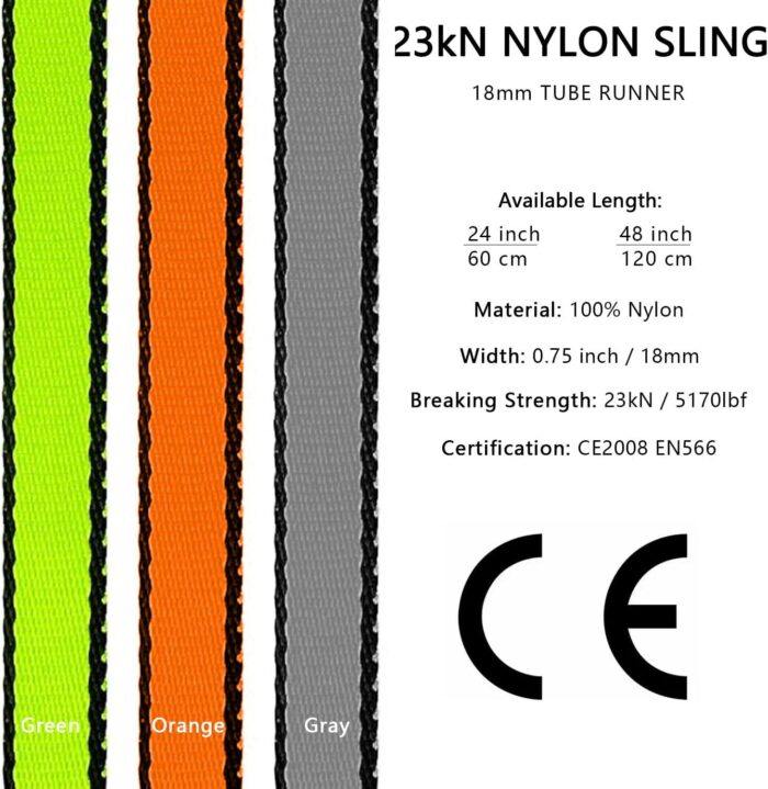 18MM Nylon Climbing Sling Runner 23KN CE2008/EN566 Rock Climbing Webbing Straps for Outdoor Climbing, Rappelling, Swing, Yoga Hammock etc - Image 2