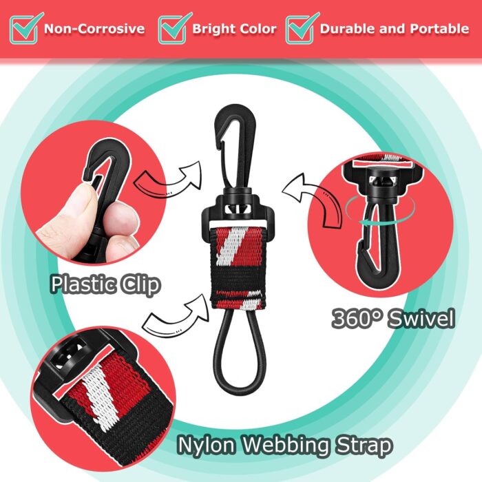 2Pack Scuba Octopus (Octo) Holder, Diving 2nd Stage Regulator Keeper Mouthpiece Retainer with Elastic Loop and 360° Swivel Snap Clip for Attach to BCD Easily - Image 4
