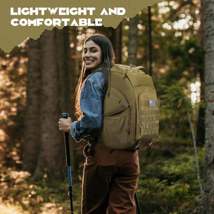 Maelstrom Tactical Backpack for Men, 40L Military Backpack,Water Resistant Assault Pack for Women, 3-Day Bug Out Bag for Hiking, Camping, Gym with Molle System-Khaki - Image 7