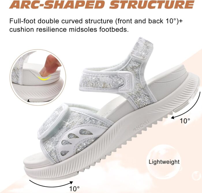 ONCAI Walking Sandals Women,Arch Support Hiking Sandals with Orthotic Outdoor Footbed for Plantar Fasciitis,Water Athletic Platform Sandalias Mujer with 3 Adjustable Strap (US Size 6-12) - Image 2