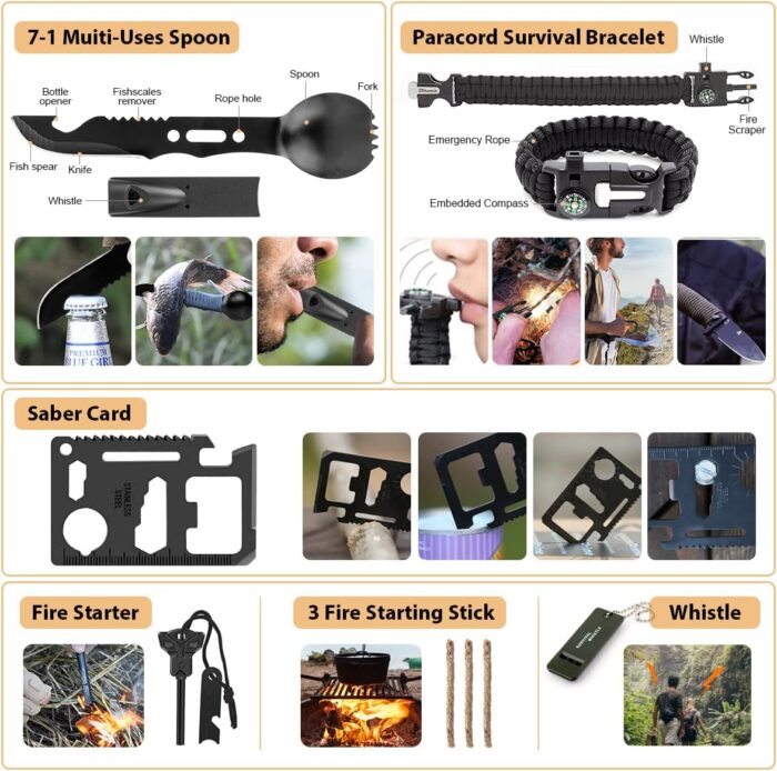 Survival Kit, 250Pcs Survival Gear First Aid Kit with Molle System Compatible Bag and Emergency Tent, Emergency Kit for Earthquake, Outdoor Adventure, Hiking, Hunting, Gifts for Men Women - Image 5
