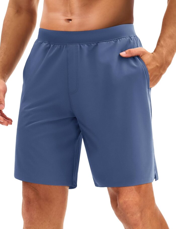 MAGCOMSEN Men's Athletic Running Shorts 8" Quick Dry Lightweight Workout Gym Sports Hiking Shorts UPF 50+ with 3 Pockets