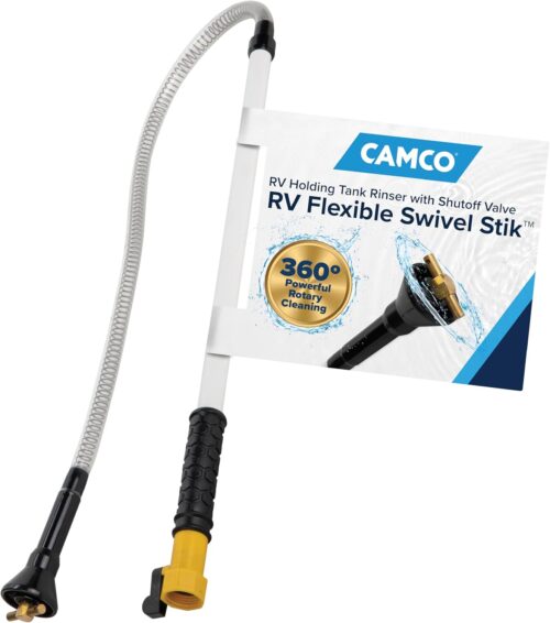 Camco Camper/RV Holding Tank Swivel Stik Rinser - Features Powerful Rotary Cleaning Action & 34-Inches of Flexible Reach - Easy-to-Use RV Black Tank Cleaner (40074)