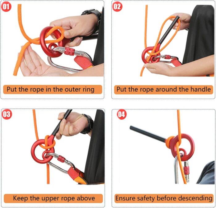 9 Rescue Figure, Upgrade 8 Descender Climbing Gear Downhill Equipment Easy Operation Rigging Plate Aluminum Alloy Rigging Plate for Rock Climbing Belaying and Rappeling Device - Image 3
