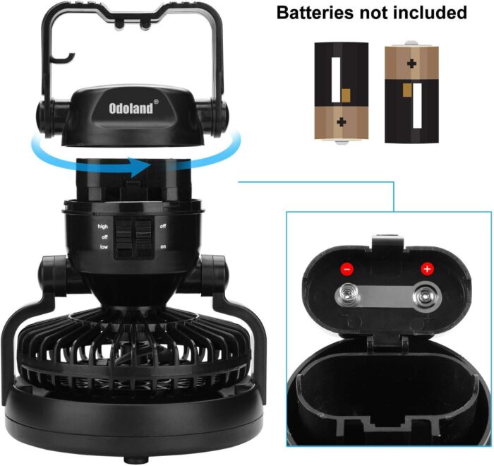 Odoland Portable LED Camping Lantern with Ceiling Fan - Hurricane Emergency - Image 6