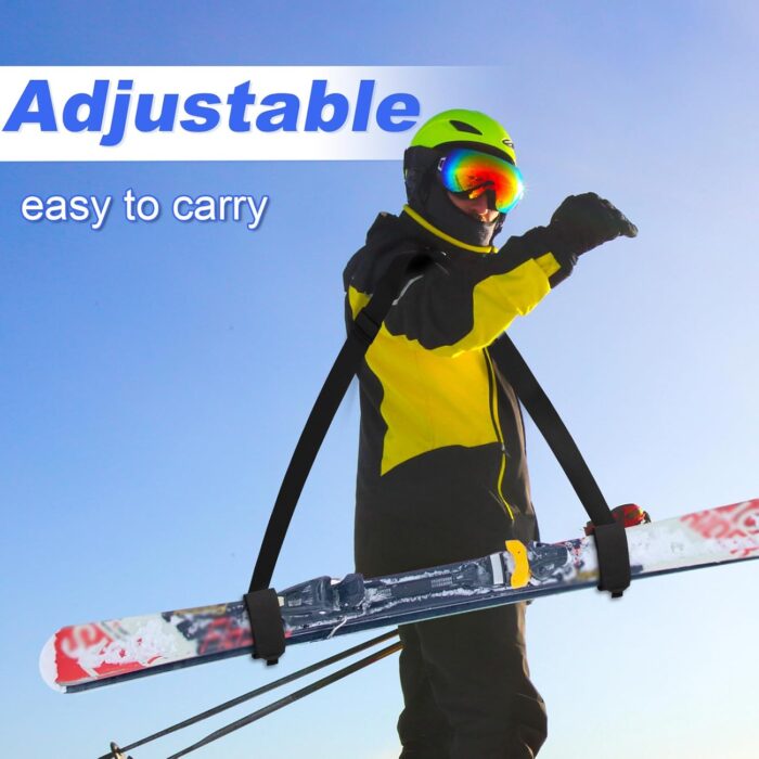 3pcs Ski Shoulder Straps, Adjustable Ski Carrier Straps Ski Pole Straps Ski Bag Fastener Straps Snowboard Leash/Band/Sling with Protective Pads Skate Ski Boot Straps for Winter Sports Accessories - Image 4