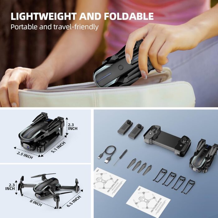 Drone with Camera 1080P HD FPV Foldable Mini Drone for Beginners Kids Adults, Drone with One Key Take Off/Landing, Gesture Selfie, Altitude Hold, 3D Flip, Easy to Fly, 2 Batteries, Toys for Boys Girls - Image 6