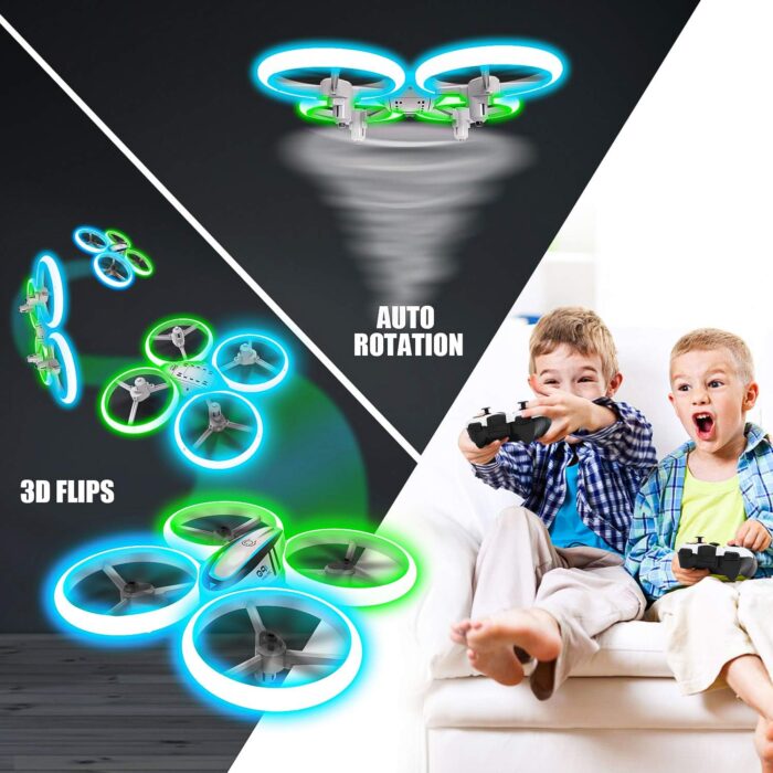 Q9s Drones for Kids,RC Drone with Altitude Hold and Headless Mode,Quadcopter with Blue&Green Light,Propeller Full Protect,2 Batteries and Remote Control,Easy to fly Kids Gifts Toys for Boys and Girls - Image 3