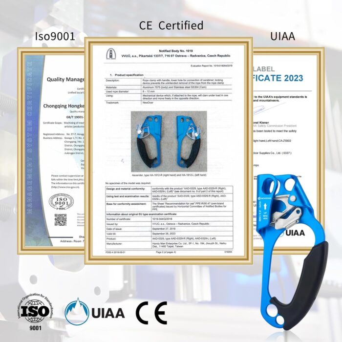 NewDoar UIAA & CE Certified Hand Ascender Rock Climbing Tree Arborist Rappelling Gear Equipment Rope Clamp for 8~13MM Rope - Image 3