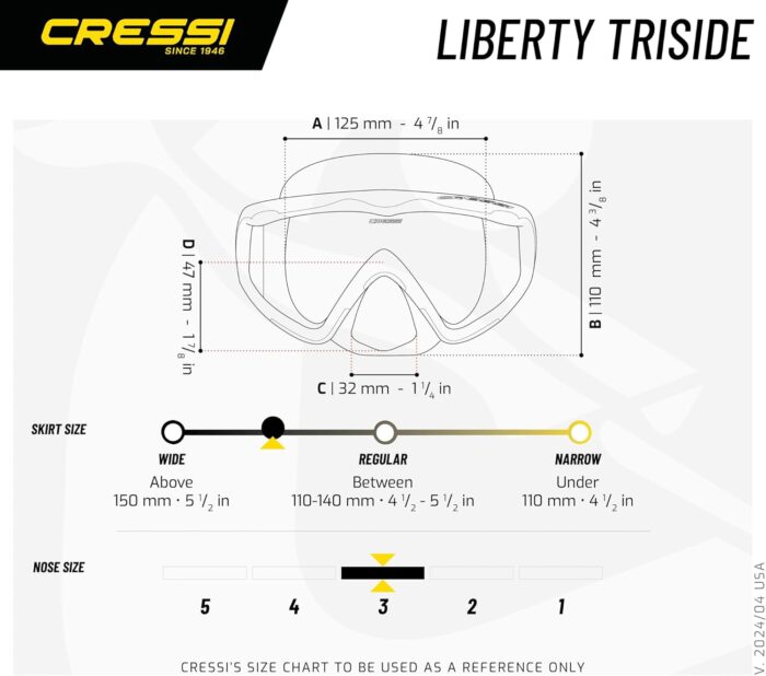 Cressi Perfect View Scuba Diving, Snorkeling Mask in Pure Comfortable Silicone - Available with Different Panoramic Lenses - Liberty Triside: Designed in Italy - Image 3
