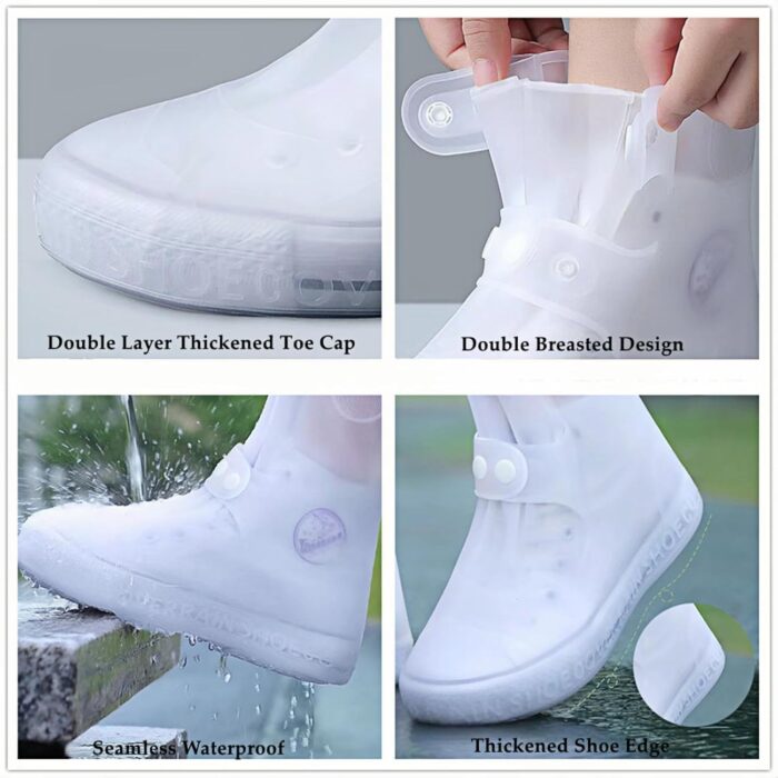Waterproof Shoes Cover, Portable Non-Slip Rain Snow Boots Shoes Cover, Reusable Women Men TPE Rubber Sole Overshoes Protectors for Outdoor Cycling Travel - Image 4