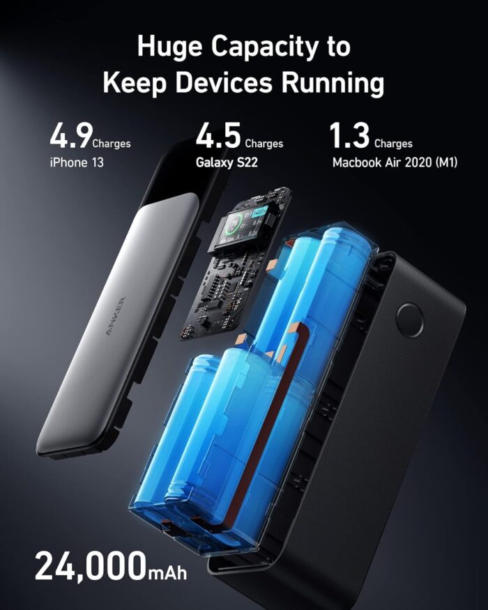 ANKER 737 Power Bank, 24,000mAh 3-Port Laptop Portable Charger with 140W Fast Charging, Smart Display, for Outdoor Work, Compatible with iPhone 16/15/14 Series, Vision Pro, Samsung, MacBook, and More - Image 5