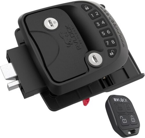 RVLOCK Compact RV Lock Keyless Entry with Remote, Secure Camper Latch Replacement, Durable RV Door Lock Replacement for Trailers with Patented Security Technology