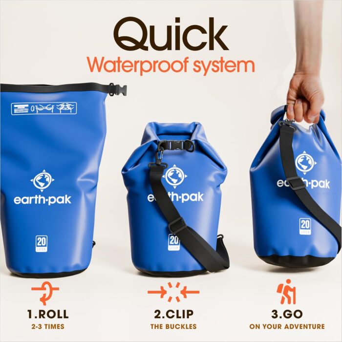 Earth Pak Waterproof Dry Bag - Roll Top Waterproof Backpack Sack Keeps Gear Dry for Kayak with Waterproof Phone Case - Image 5