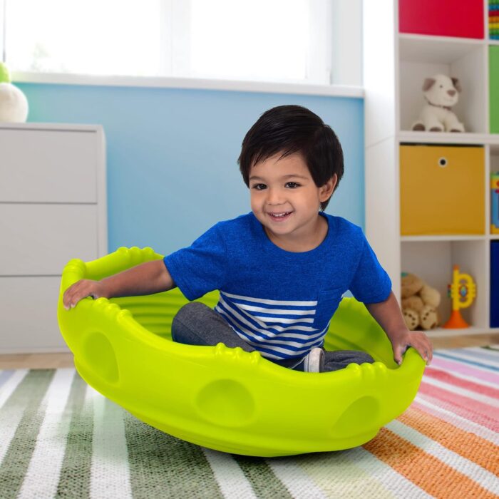 Simplay3 Two Sided Rock Around Wobble Disk and Climbing Dome for Toddlers and Kids - Rocking and Climbing - Indoor/Outdoor - Yellow/Green, Made in USA (1 Pack) - Image 4