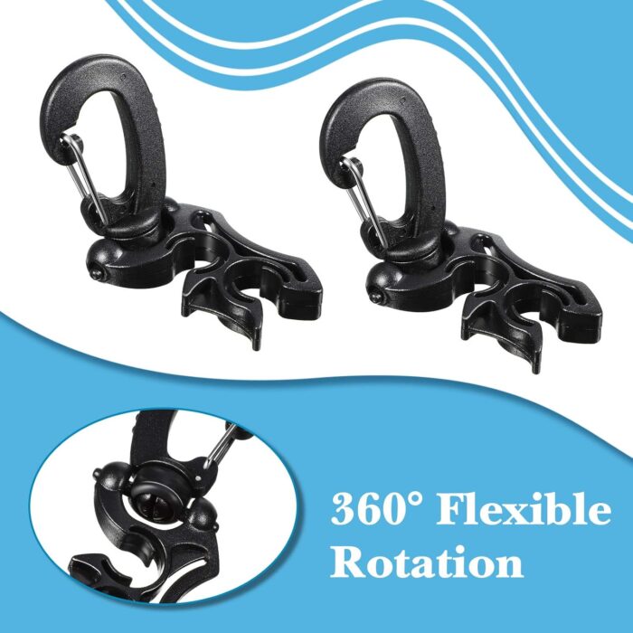 Weewooday 3 Pieces Diving Hose Holder Clip Scuba Accessories Diving Double BCD Hose Clip with Snap Hook Buckle for Snorkeling Accessories - Image 4