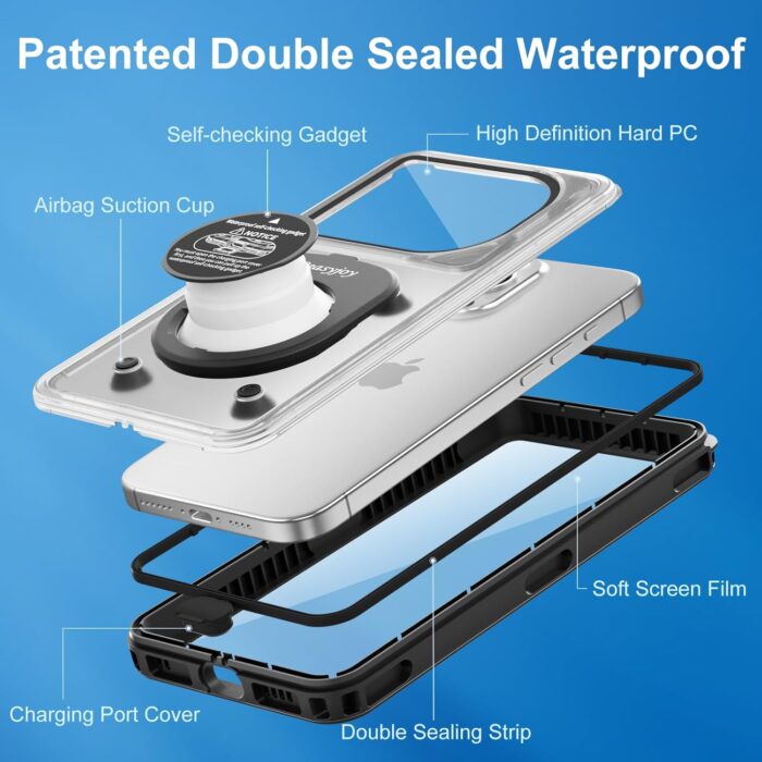 Beasyjoy Waterproof Phone Case, Underwater Phone Case for Snorkeling, Universal IPX8 Diving Case with Lanyard Up to 6.9" for iPhone 16/15/14/13/12 Pro Max, Samsung S24/S23/S22/Google/Moto - Black - Image 4