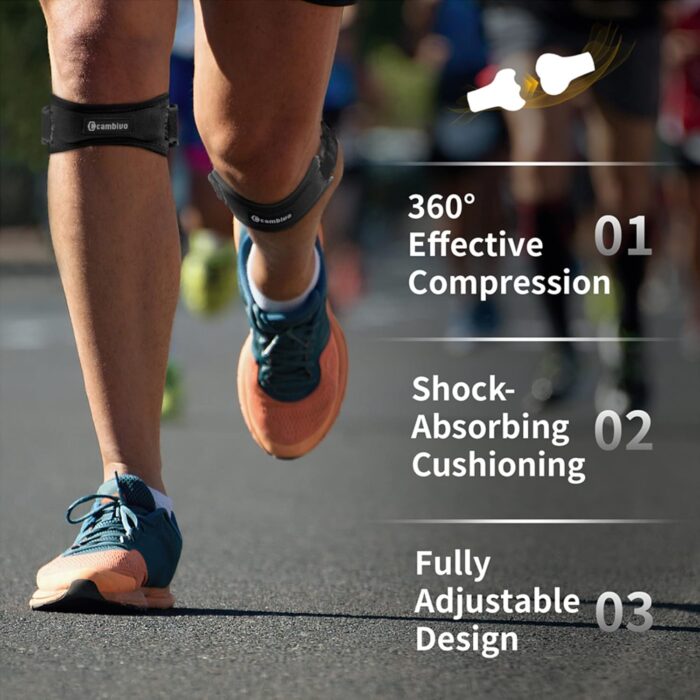 CAMBIVO 2 Pack Knee Braces for Women and Men, Patella Knee Support Strap, Basketball, Running, Hiking, Volleyball, Tennis, Squats - Image 4