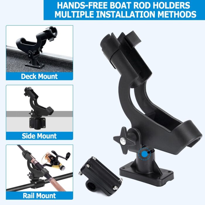 LBW Boat Fishing Rod Holders Side Deck Mount Kayak Rod Holder Adjustable Fishing Pole Holders for Boat Canoe Rail Mount 2 Pack - Image 4