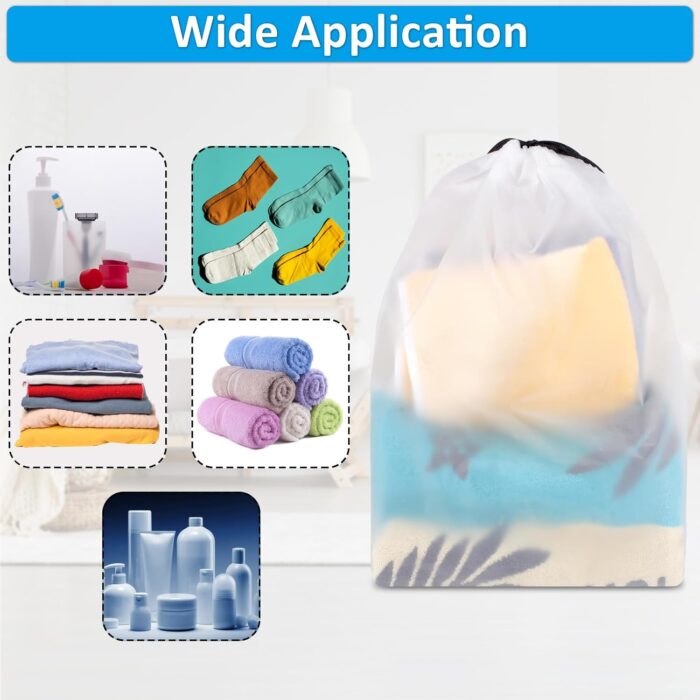 Clear Shoe Bags for Travel 5 PCS, 15.7" x 11.8" Travel Shoe Bags for Packing, Waterproof Drawstring Travel Shoe Storage Bag, Travel Essentials for Men and Women - Image 6