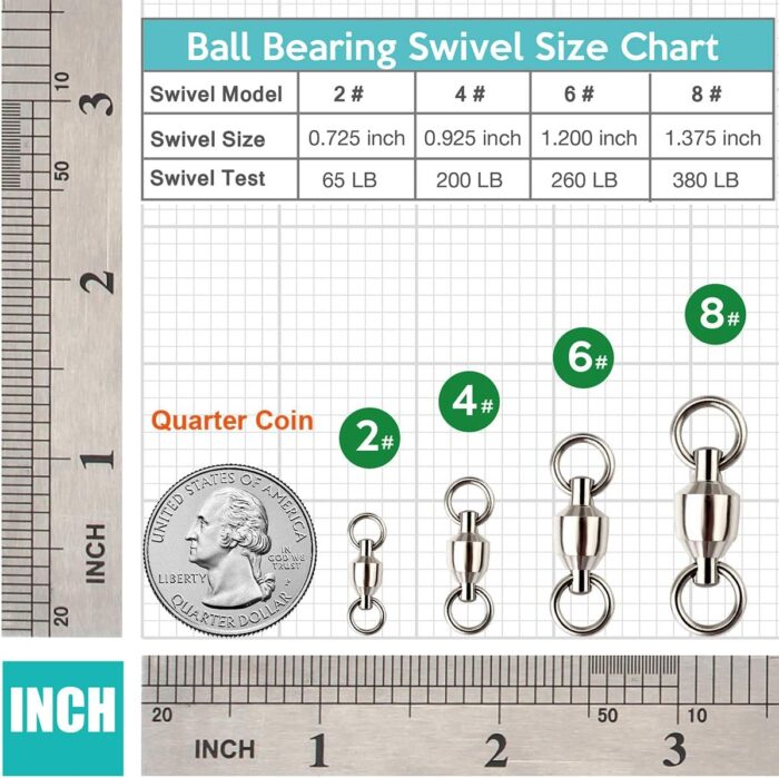 Fishing Swivels, Ball Bearing Swivel Coastlock Snap Clasp Assortment Solid Welded Ring Stainless Steel High Strength Fishing Tackle Accessories Heavy Duty Saltwater - Image 5
