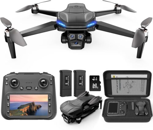 GPS Drone with 4K Camera Adults, LCD Screen Controller, SD Card, Brushless Motor, FPV Quadcopter with Long Control Range, 60 Mins Flight, Auto Return to Home, Headless Mode, Beginner Gift