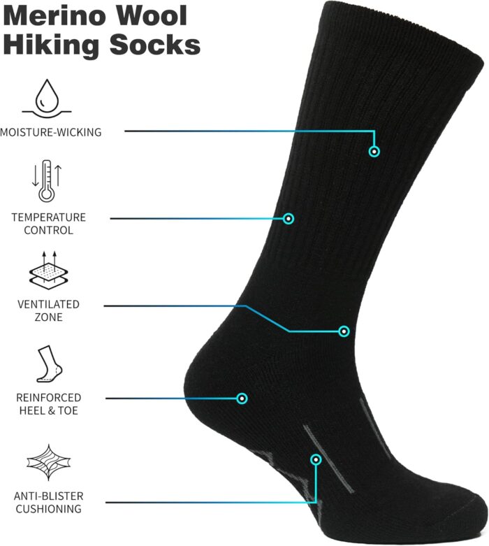 Merino.tech Merino Wool Socks for Women And Men - Merino Wool Hiking Socks Crew Style - Image 3