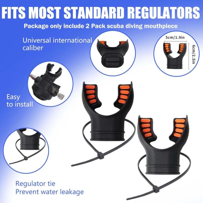 Scuba Diving Mouthpiece, Silicone Snorkel Mouthpiece Regulator Replacement with Regulator Tie Fits Most Standard Regulators Scuba Diving Accessories, Orange/Black/Yellow/Green - Image 4