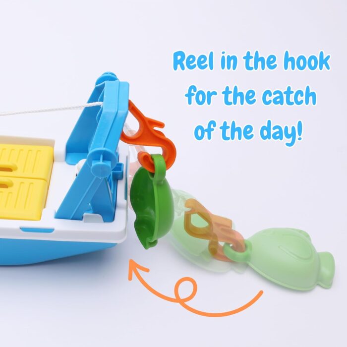 Toyland® 40cm (16") Colourful Fishing Boat with Moveable Doors, Fishing Hook & 4 Plastic Fish - Kids Floating Water Toy - Pool & Bathtime Toys - 3 Years+ - Image 5