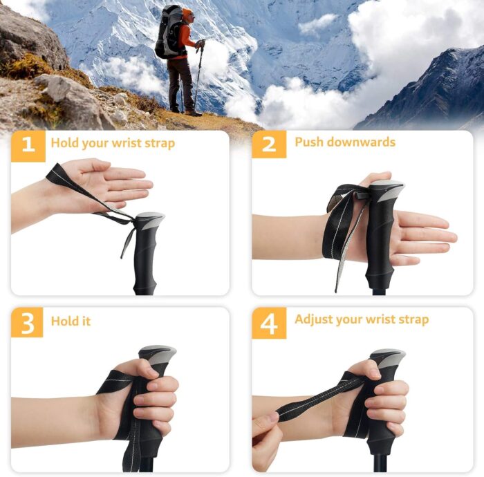Covacure Trekking Poles Collapsible Hiking Poles - Aluminum Alloy 7075 Trekking Sticks with Quick Lock System, Telescopic, Collapsible, Ultralight for Hiking, Camping - Image 7