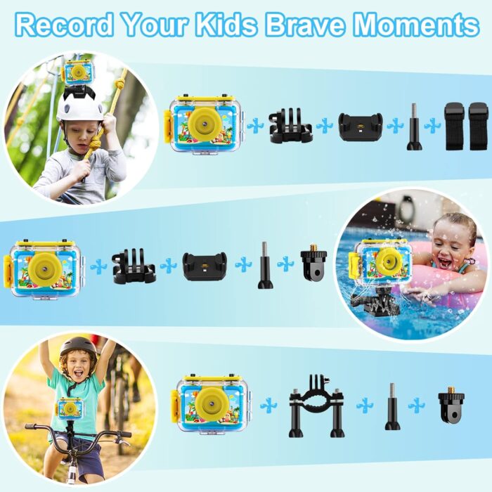 GKTZ Kids Camera - Waterproof Underwater Camera for Kids, Christmas Birthday Gifts for Boys Age 3-12, 1080P HD Children Digital Action Camera, Pool Toys for Kids Age 4-12 - Image 4