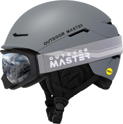 OutdoorMaster Ski Helmet Set,ELK MIPS Ski Helmet with OTG Ski Goggles - MIPS Snowboard Helmet Set for Men, Women & Youth