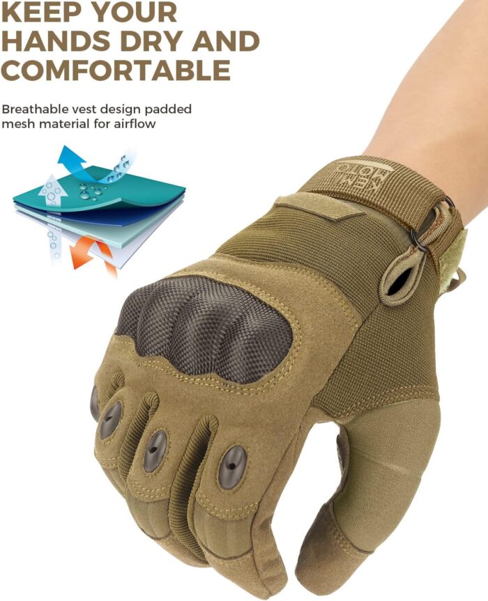 KEMIMOTO Tactical Gloves for Men, Touchscreen Motorcycle Gloves with Hard Shell & Palm Padding for Sports Motorcycle Cycling Tactical Airsoft Paintball Hunting Hiking Camping Climbing - Image 4