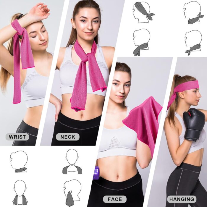4 Pack Cooling Towel (40"x12"), Soft Breathable Chilly Towel, Ice Towel, Microfiber Towel for Yoga, Sport, Running, Workout,Gym, Camping, Fitness, Workout & More Activities(Multicolor) - Image 3