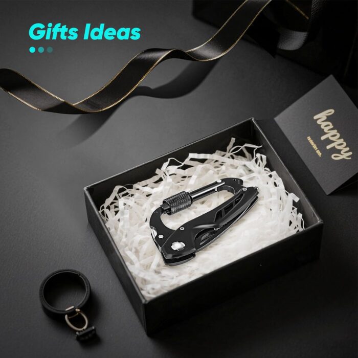 Fathers Day Dad Gifts from Daughter Son Wife, Multitool Carabiner Knife, Pocket Knife for Men with Bottle Opener, Window Breaker and Screwdriver, Tactical Survival Gear for Hiking - Image 6