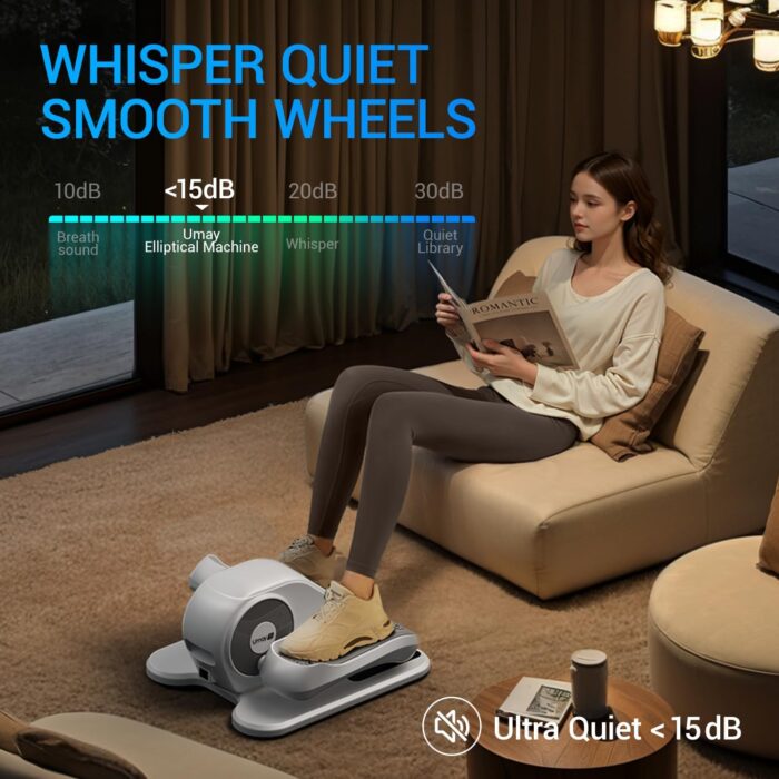 Under Desk Elliptical Machine, Ellipse Leg Exerciser for Seniors, Quiet & Portable Electric Seated Eclipse Exercise Training Machine with Remote, 12 Speeds & Mute Function, Manual & Auto Mode - Image 5