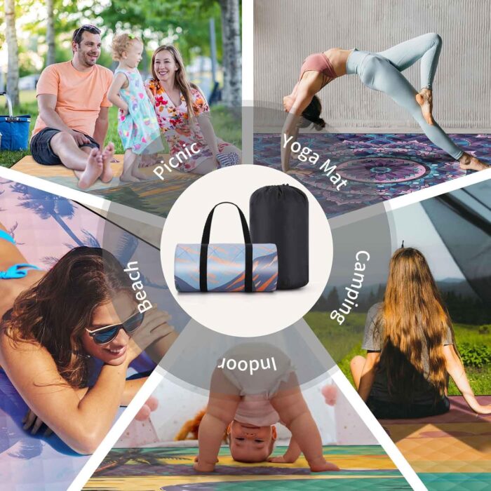 Picnic Blankets Oversized 60x80 Beach Blanket Waterproof Sandproof Foldable Large Outdoor Grass Mat Travel Camping Essentials RV Road Trip Accessories Vacation Gear Gifts for Couple Women Mom - Image 8