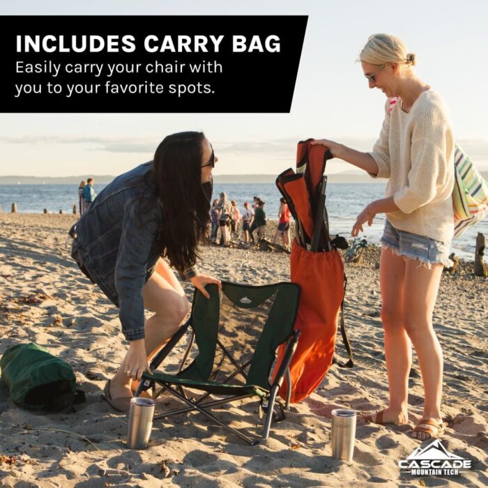 Cascade Mountain Tech Folding Camp Chair for Camping, Beach, Picnic, Barbqeues, Sporting Events with Carry Bag - Image 4