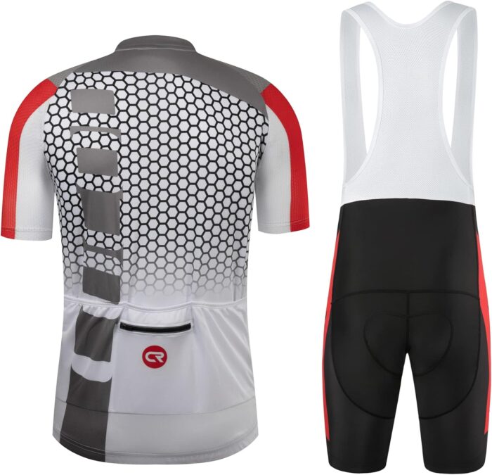 Coconut Ropamo CR Men's Cycling Jersey Set Road Bike Jersey Zipper Pocket Bib Shorts with 4D Padded Cycling Clothing Set - Image 2