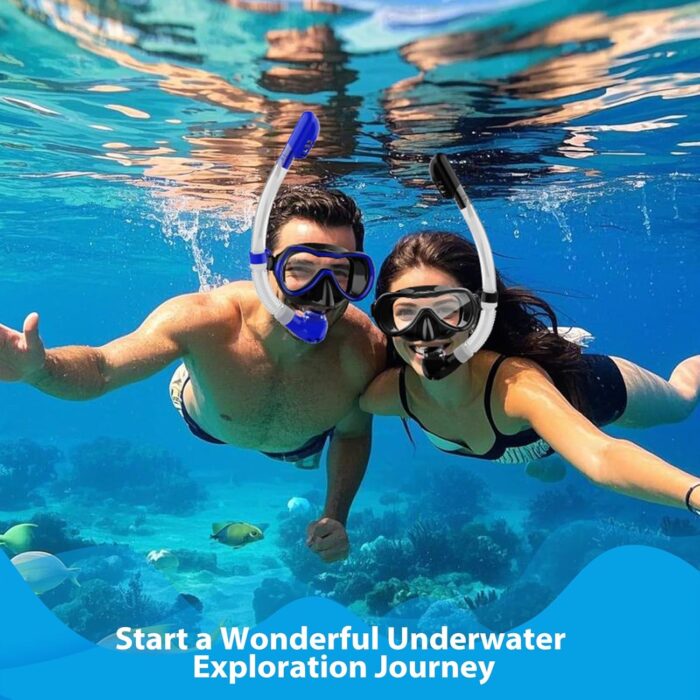 Snorkeling Gear for Adults, Snorkel Mask Set 180° Anti-Fog Tempered Glass, Food-Grade Silicone Anti-Leak Scuba Gear with Dry-Top Snorkel, Diving Mask for Snorkeling, Swimming - Image 8