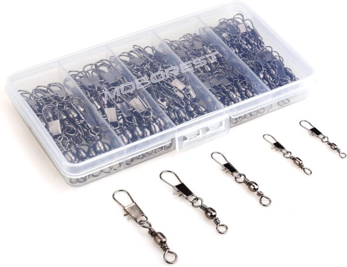 200PCS Barrel Snap Swivel Fishing Accessories, Premium Fishing Gear Equipment with Ball Bearing Swivels Snaps Connector for Quick Connect Fishing Lures - Image 8