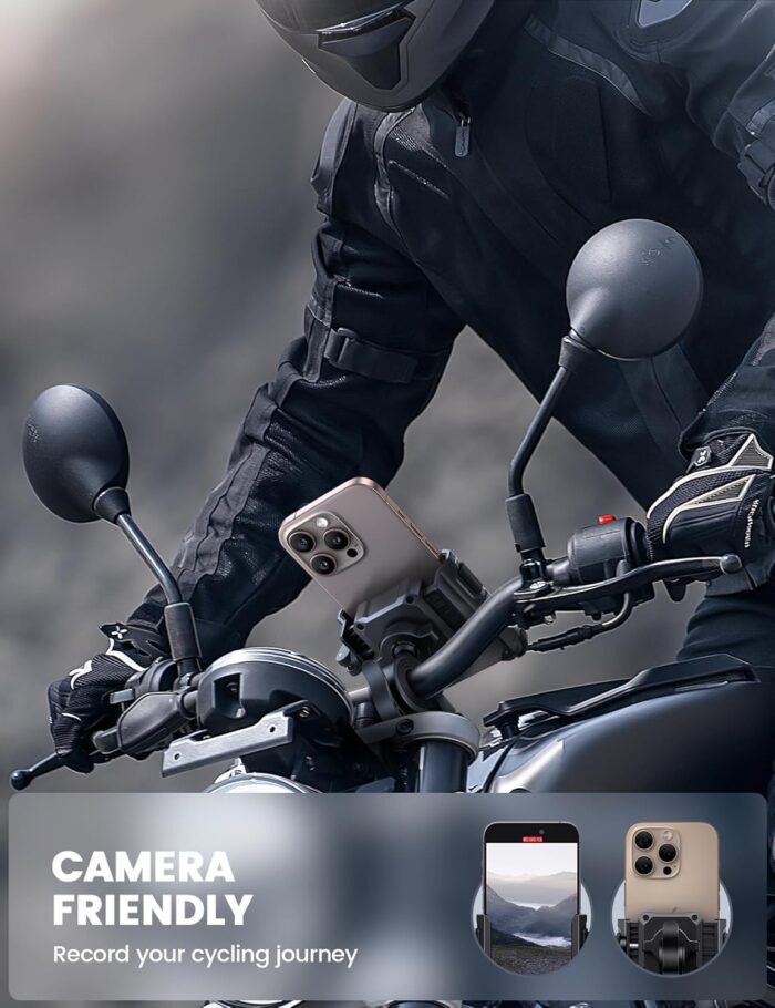 Lamicall Motorcycle Bike Phone Mount - [No Block Camera] [1s Lock] Bike Cell Phone Holder Clamp, Bicycle Scooter Handlebar Clip, for iPhone 16 15 14 Pro Max, Galaxy S25 S24 Ultra, 4.7-7" Phones - Image 2